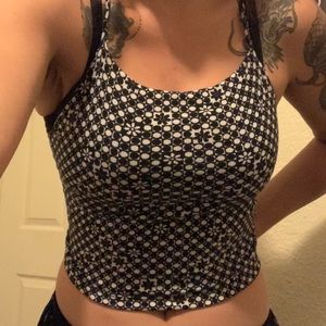 Trippy color lock tie down crop top